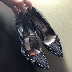 Black Maripe heels silver rhinestones
